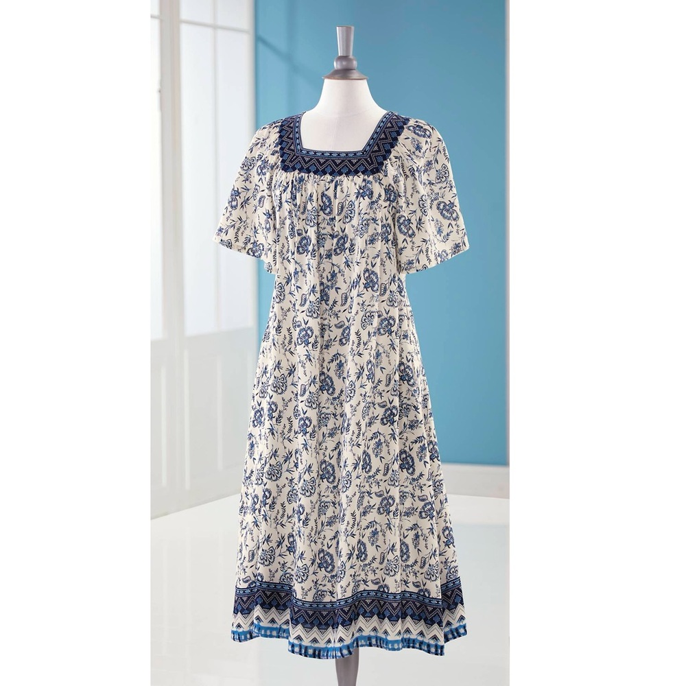 Expressions Blue and Black Flutter Sleeve Sundress‎